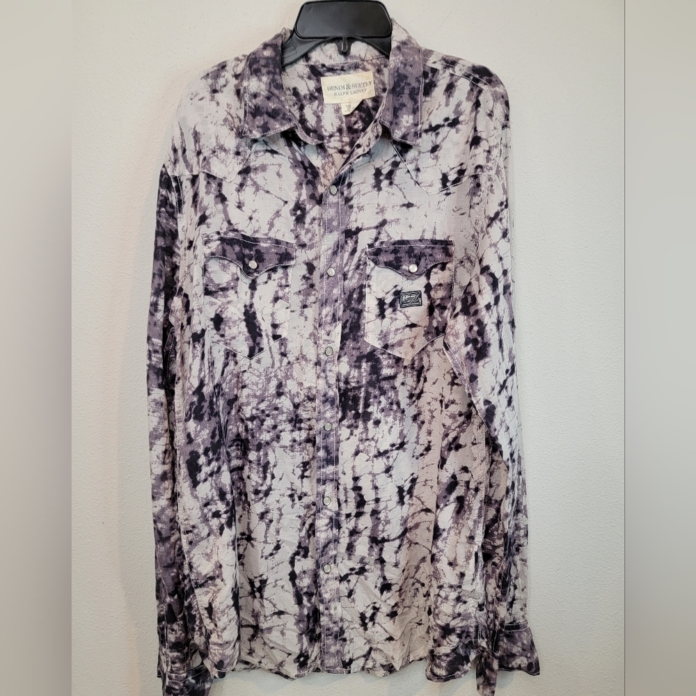 Denim and Supply by Ralph Lauren Viscose Pearl Snap Western Blouse Size M